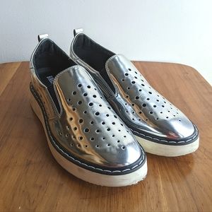 Bikkembergs Silver Slip on Sneakers Sz 39 Made in Italy